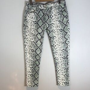 Sandro Paris Snake Print Jeans Size 40 Cropped Skinny Animal Print